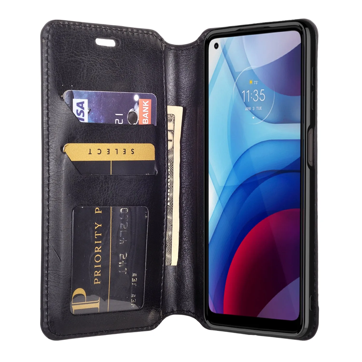 Motorola moto g power 2021 Case, moto g power 2021 Wallet Case, Pu Leather Wallet Case [Kickstand] with ID & Credit Card Slots for moto g power 2021  - Black