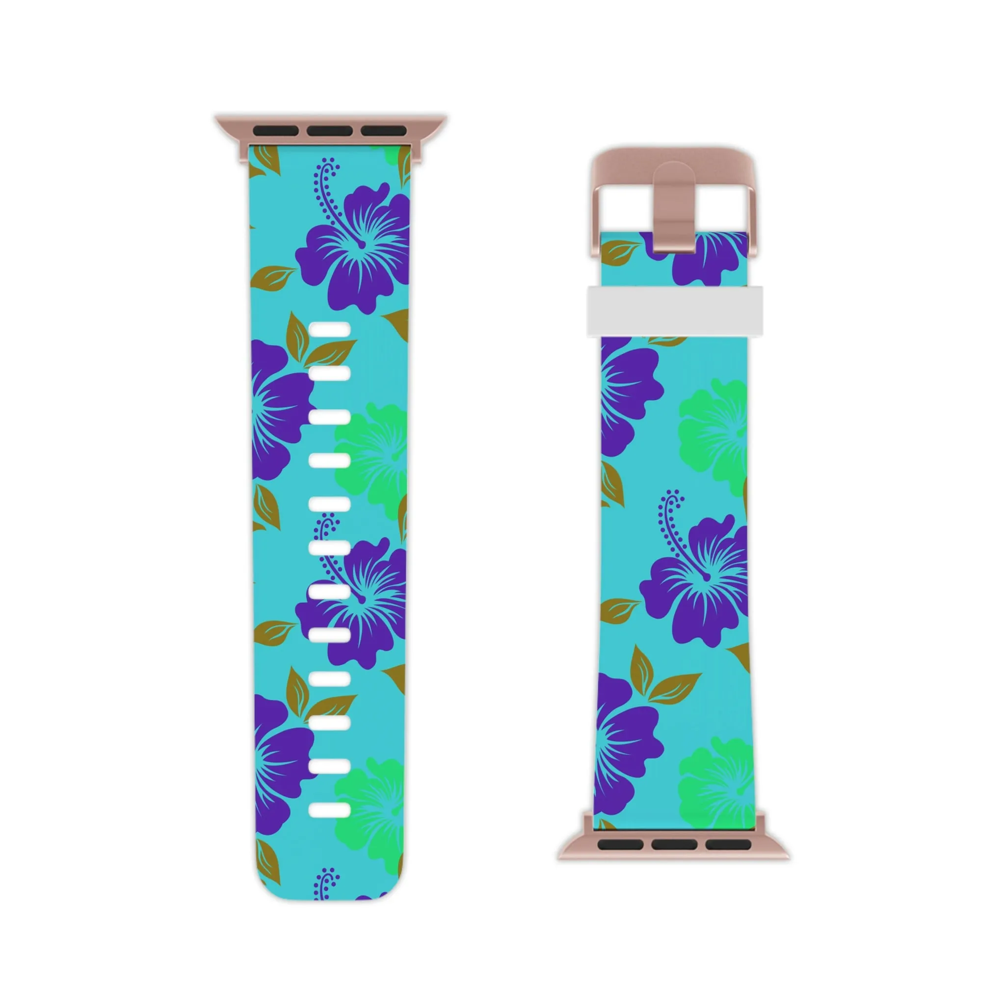 Neon Blue Tropical Print Watch Band for Apple Watch