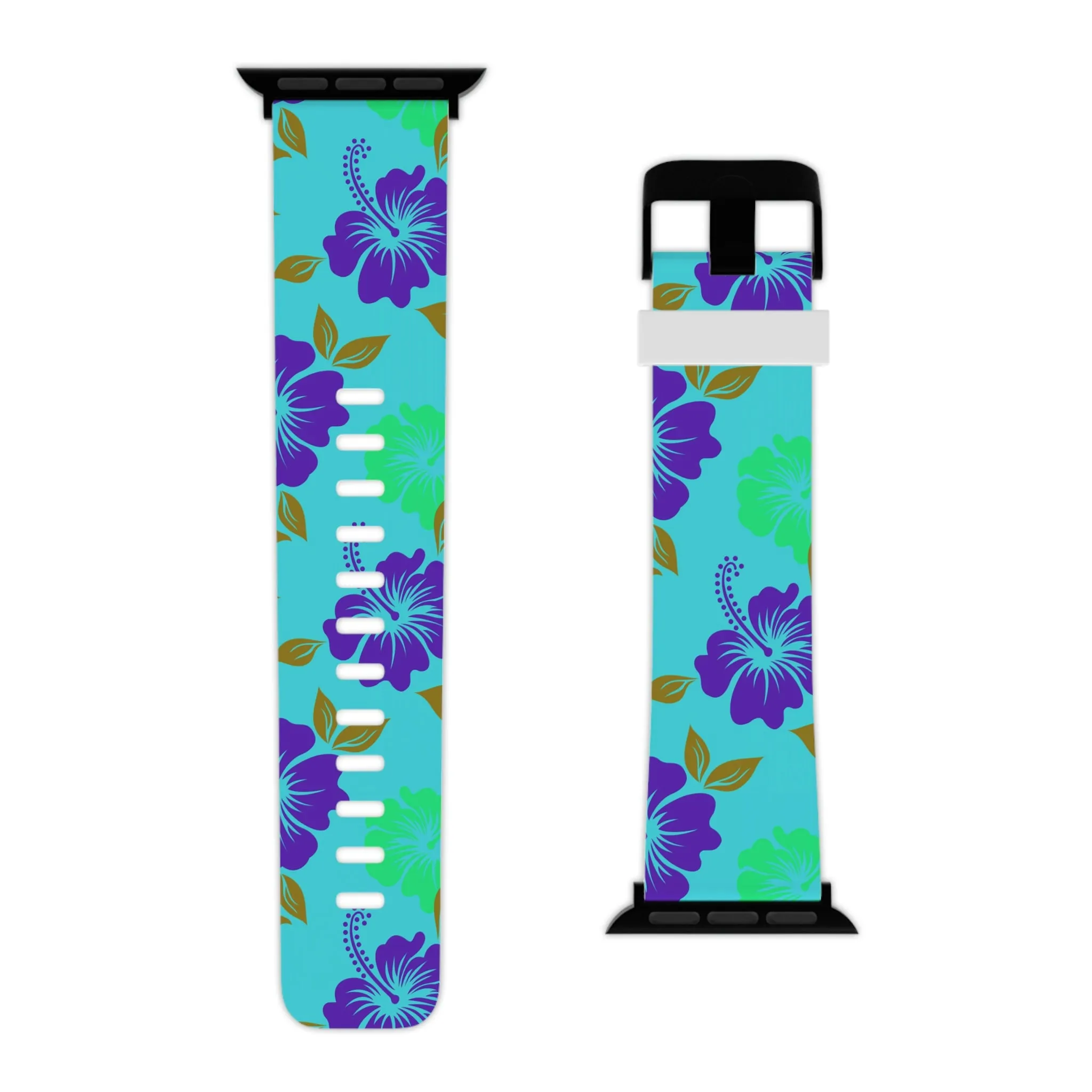 Neon Blue Tropical Print Watch Band for Apple Watch