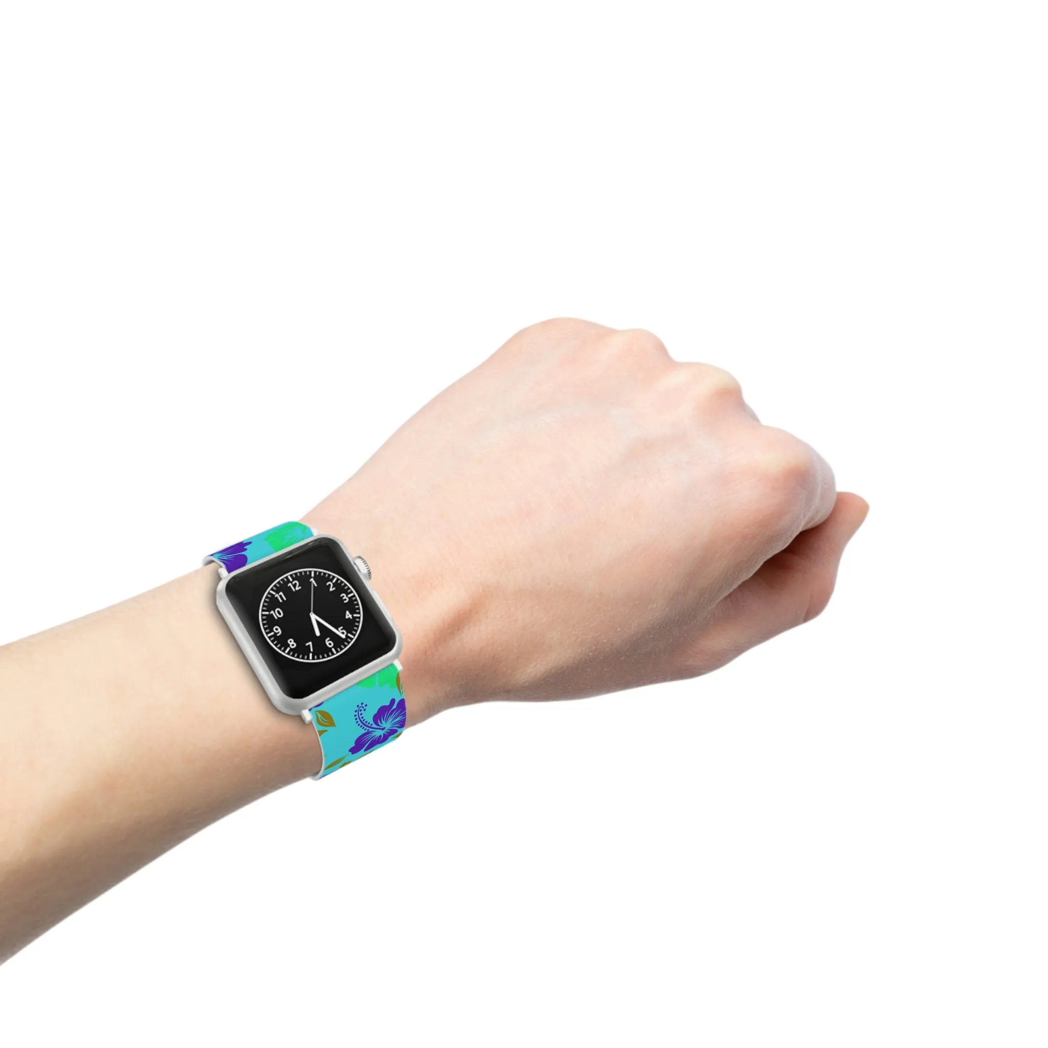 Neon Blue Tropical Print Watch Band for Apple Watch