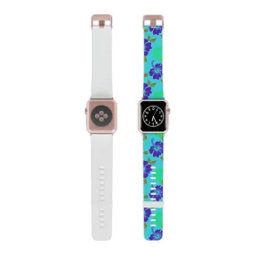 Neon Blue Tropical Print Watch Band for Apple Watch