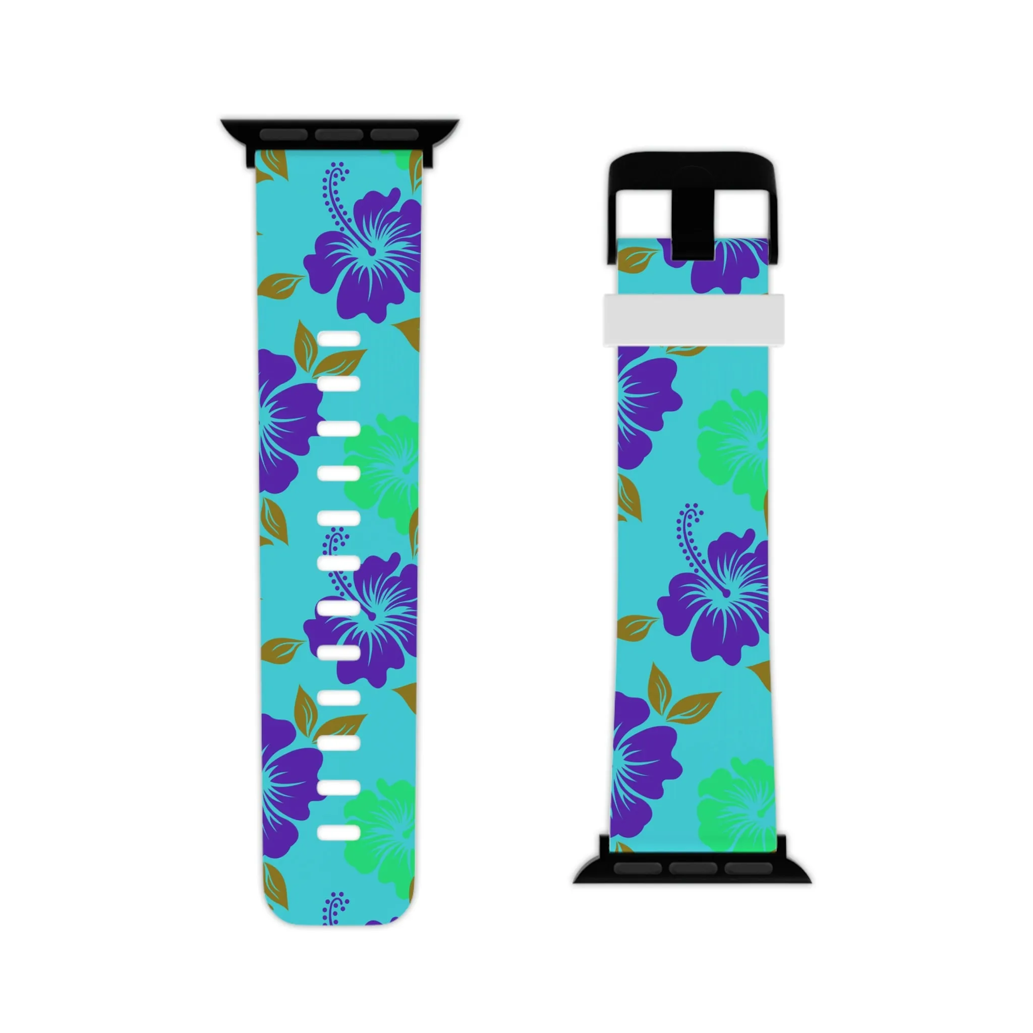 Neon Blue Tropical Print Watch Band for Apple Watch