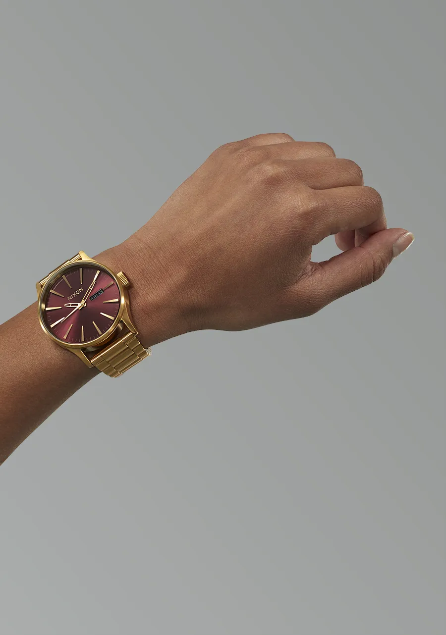 Nixon Sentry Stainless Steel Watch - Oxblood / Sunray