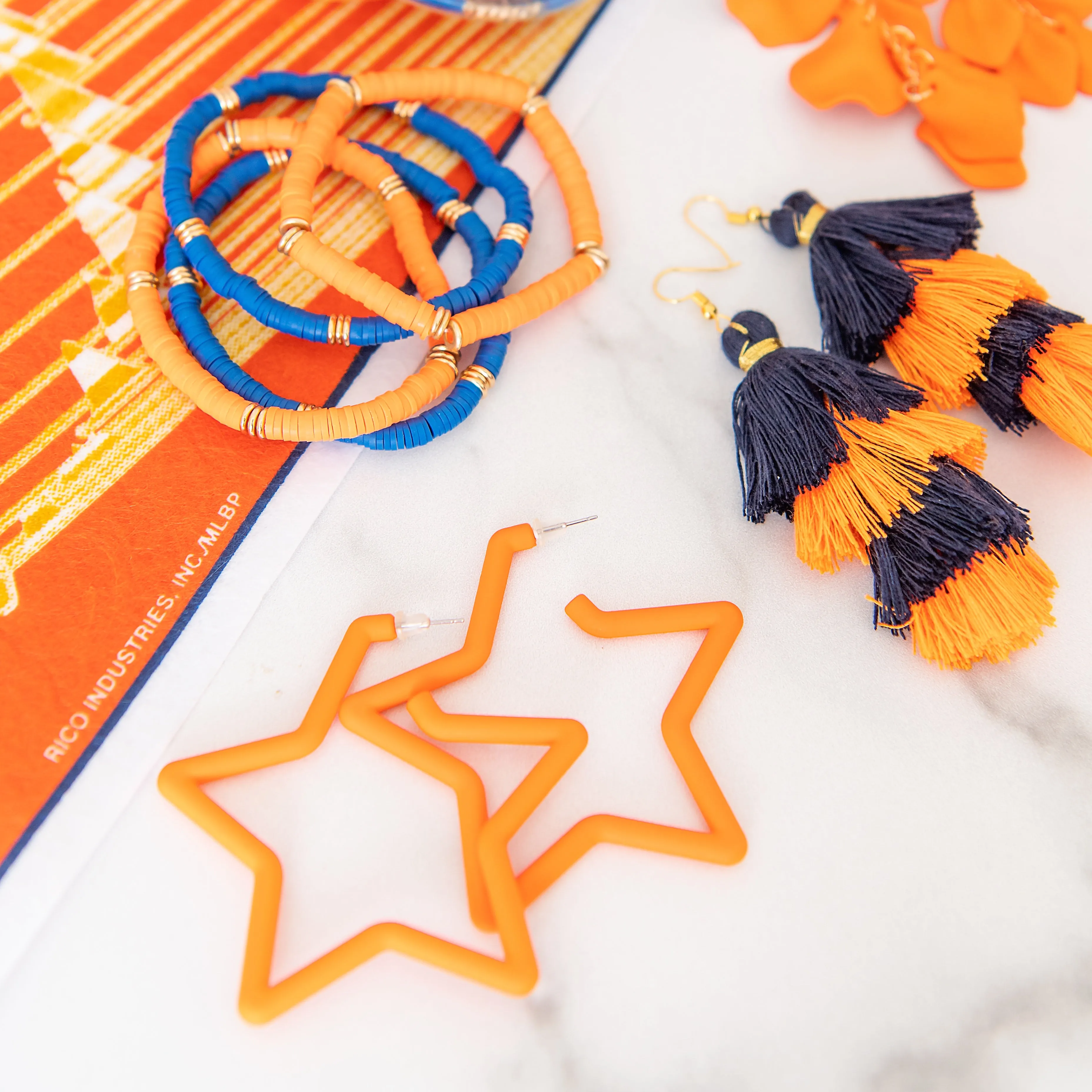 Orange Star Earrings