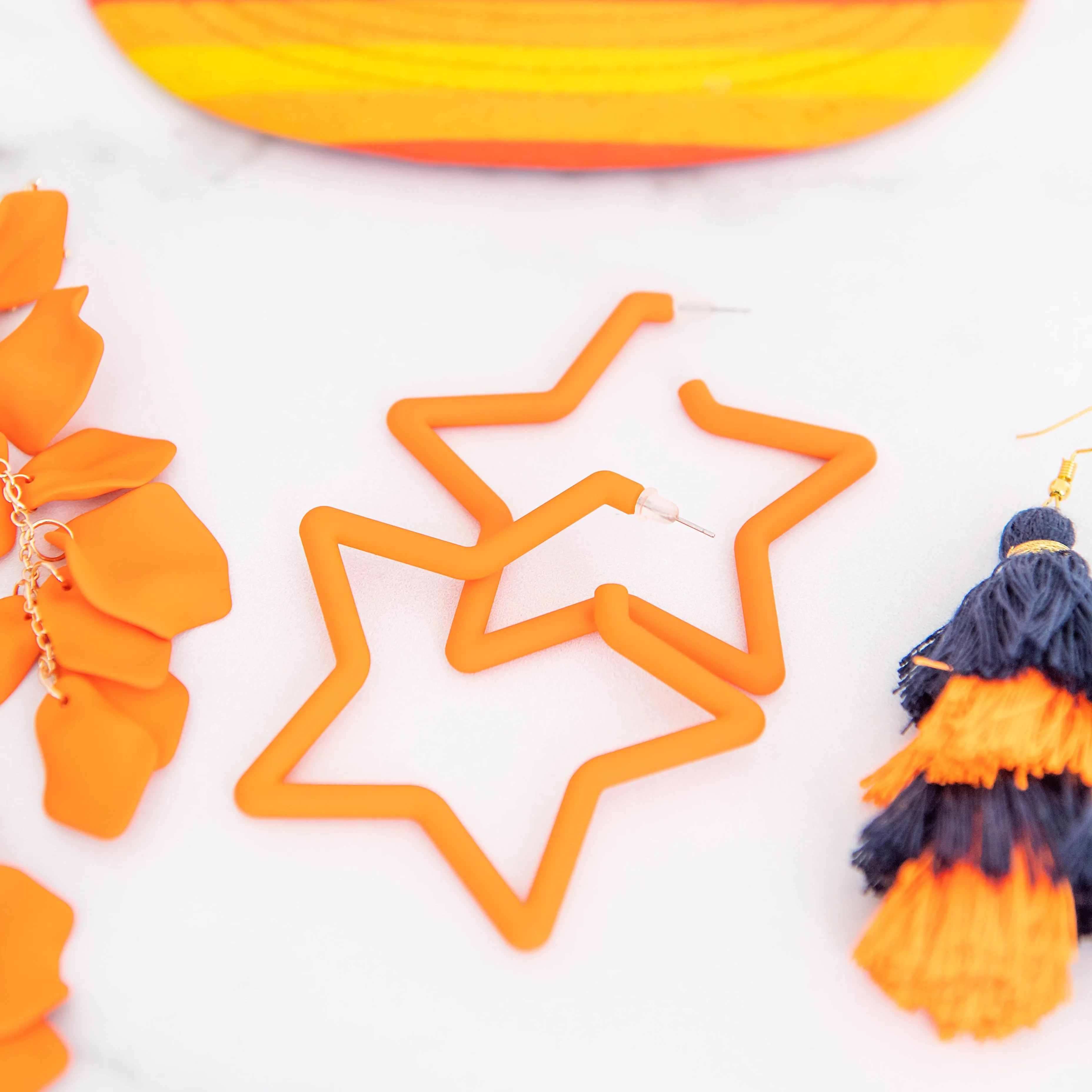 Orange Star Earrings