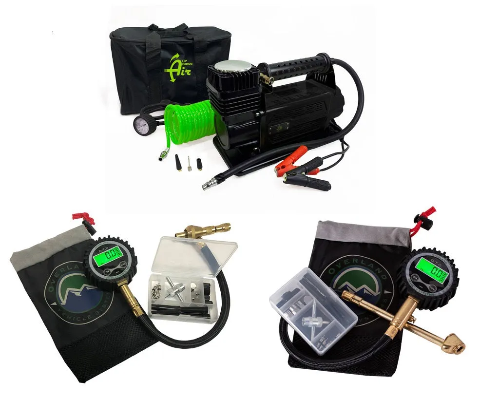 Overland Vehicle Systems Air compressor, Digital Tire Deflator, and Digital Tire Gauge Combo Kit