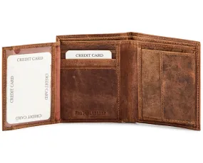 Paulo Mens'  Distressed leather bi-fold ID and coin wallet #GW704