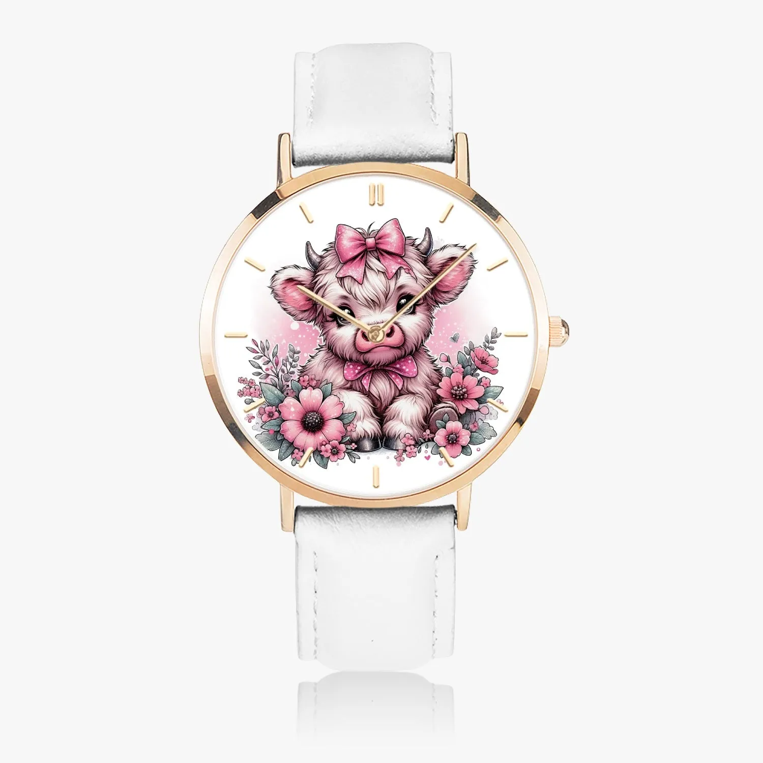 Pink Highland Cow Premium Ultra-Thin Watch