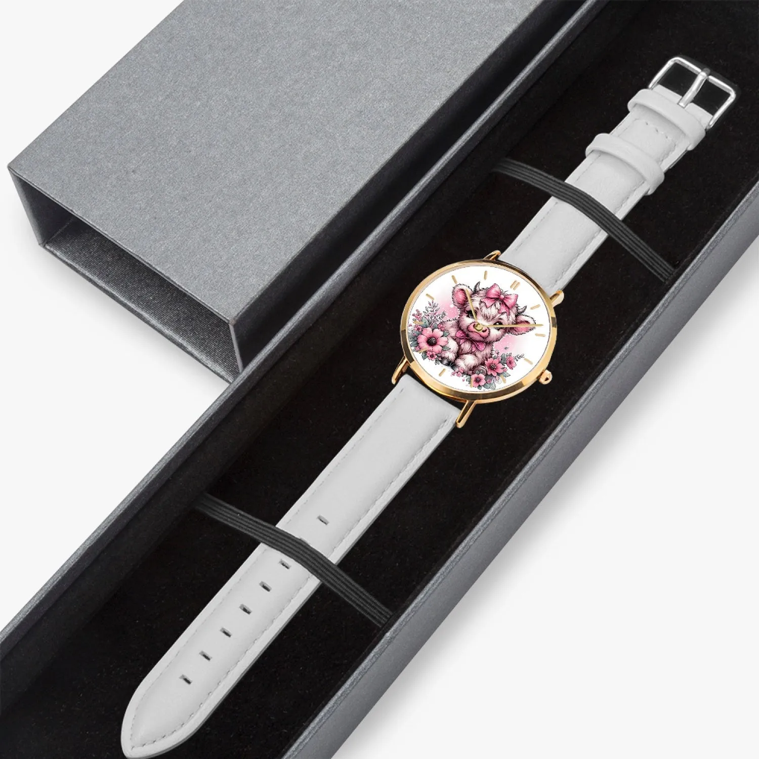 Pink Highland Cow Premium Ultra-Thin Watch