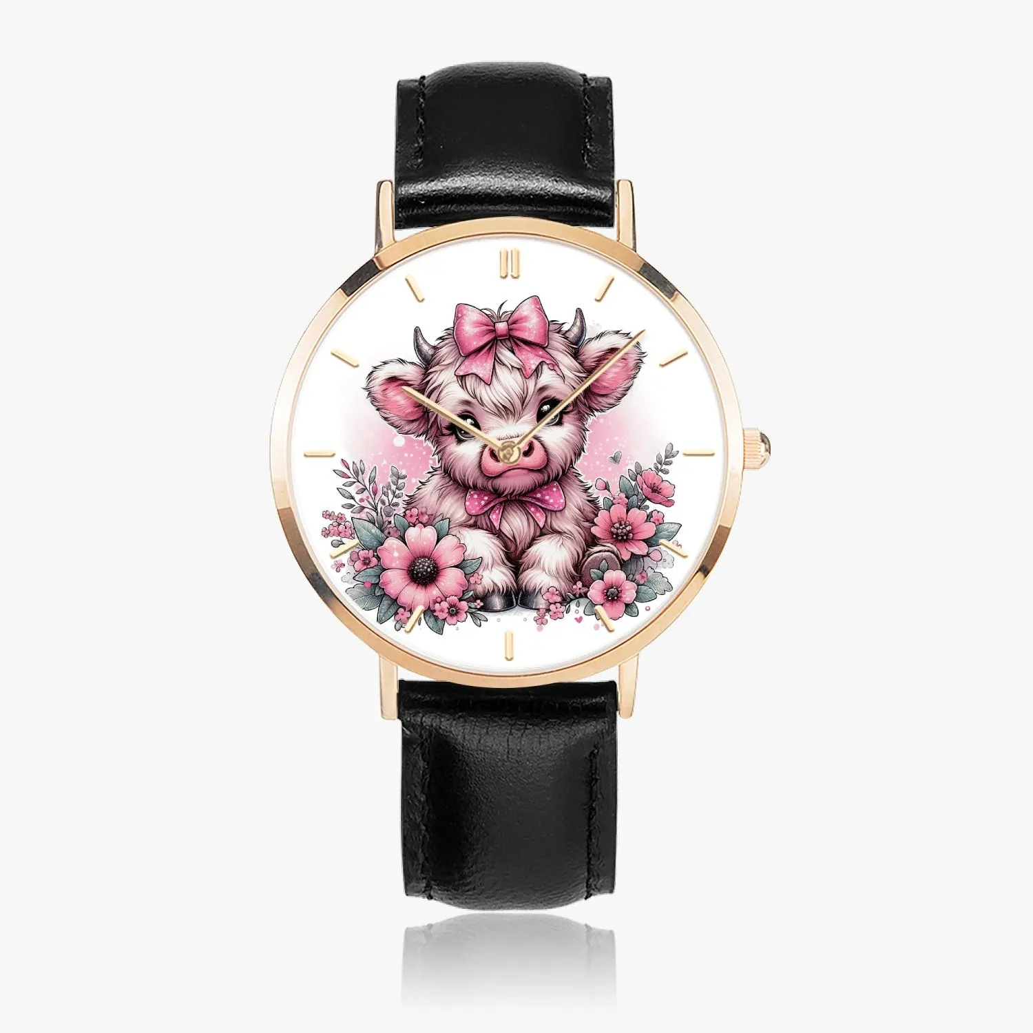 Pink Highland Cow Premium Ultra-Thin Watch