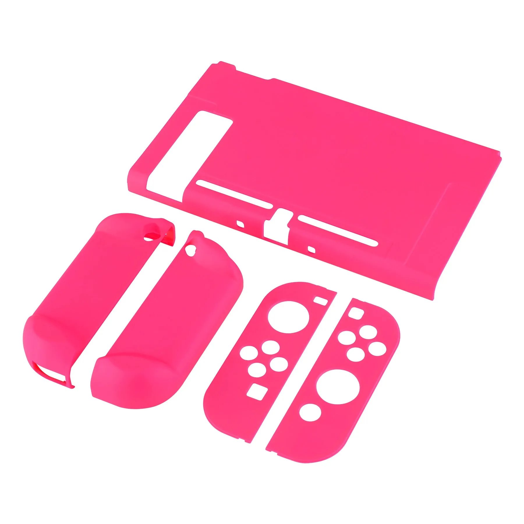 PlayVital Bright Pink Back Cover for NS Switch Console, NS Joycon Handheld Controller Separable Protector Hard Shell, Soft Touch Customized Dockable Protective Case for NS Switch - NTP340