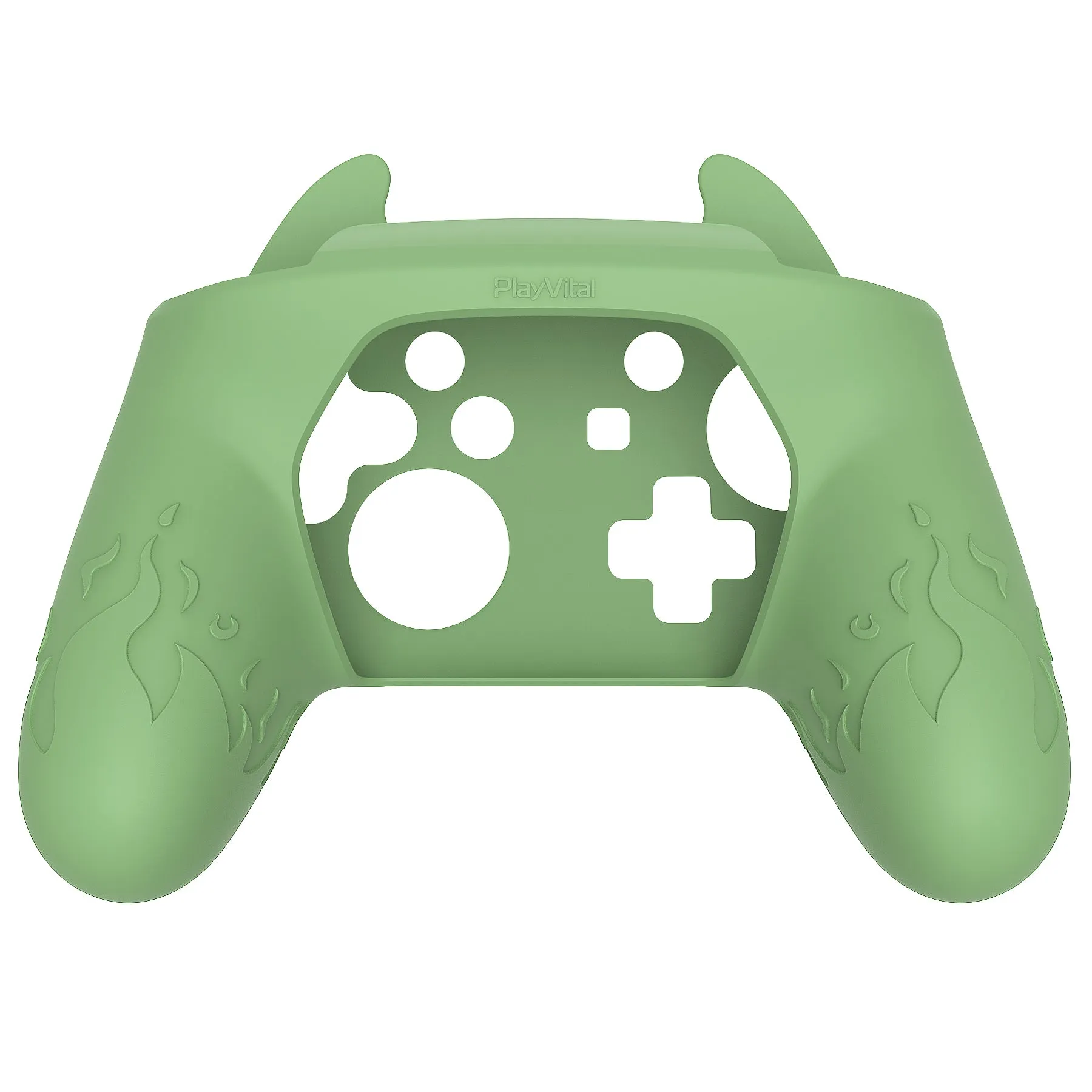 PlayVital Cute Demon Silicone Grip Cover for Nintendo Switch Pro Controller, Anti-Slip Protective Skin with Joystick Caps and Stickers Compatible with Nintendo Switch Pro - Matcha Green - AMDNPP002