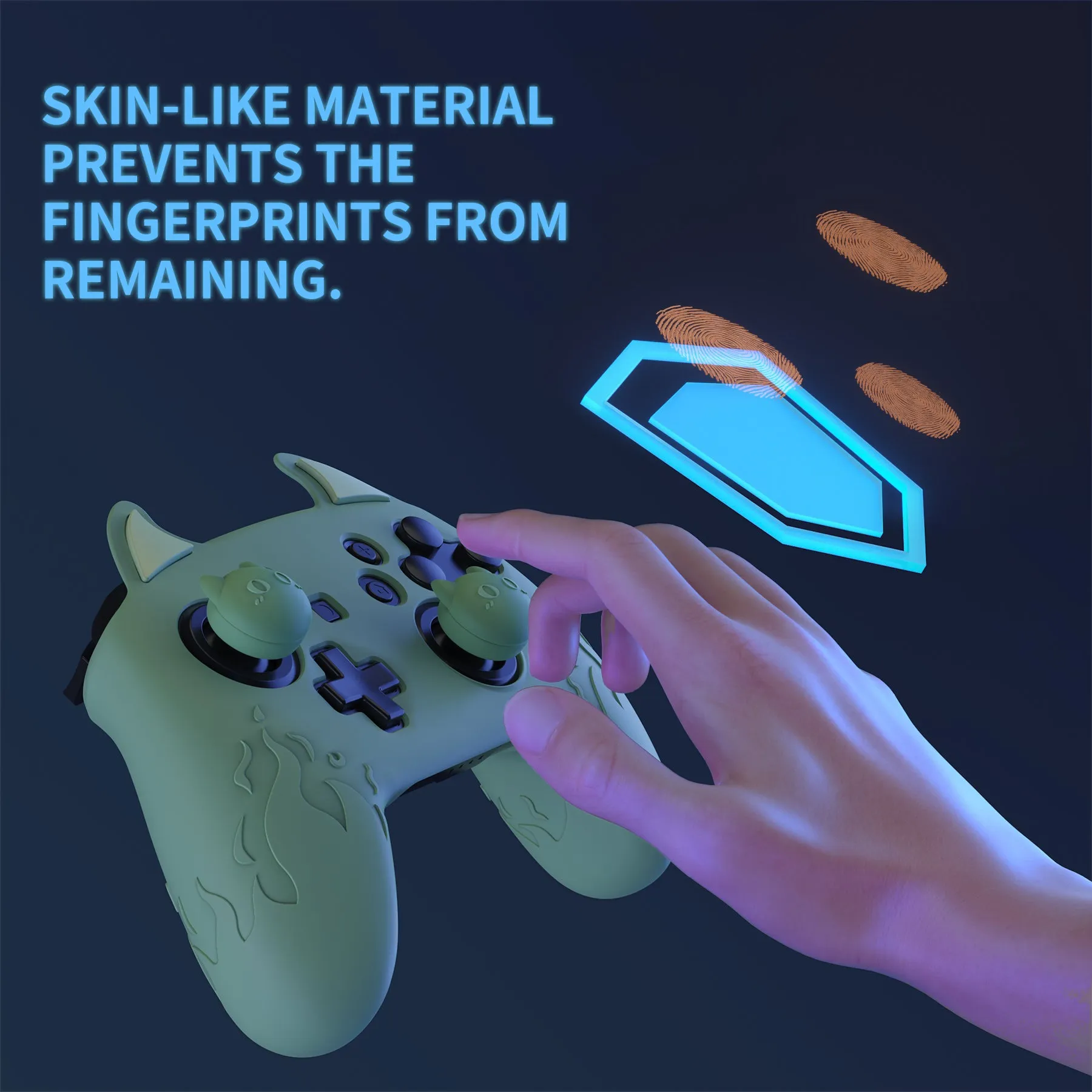 PlayVital Cute Demon Silicone Grip Cover for Nintendo Switch Pro Controller, Anti-Slip Protective Skin with Joystick Caps and Stickers Compatible with Nintendo Switch Pro - Matcha Green - AMDNPP002