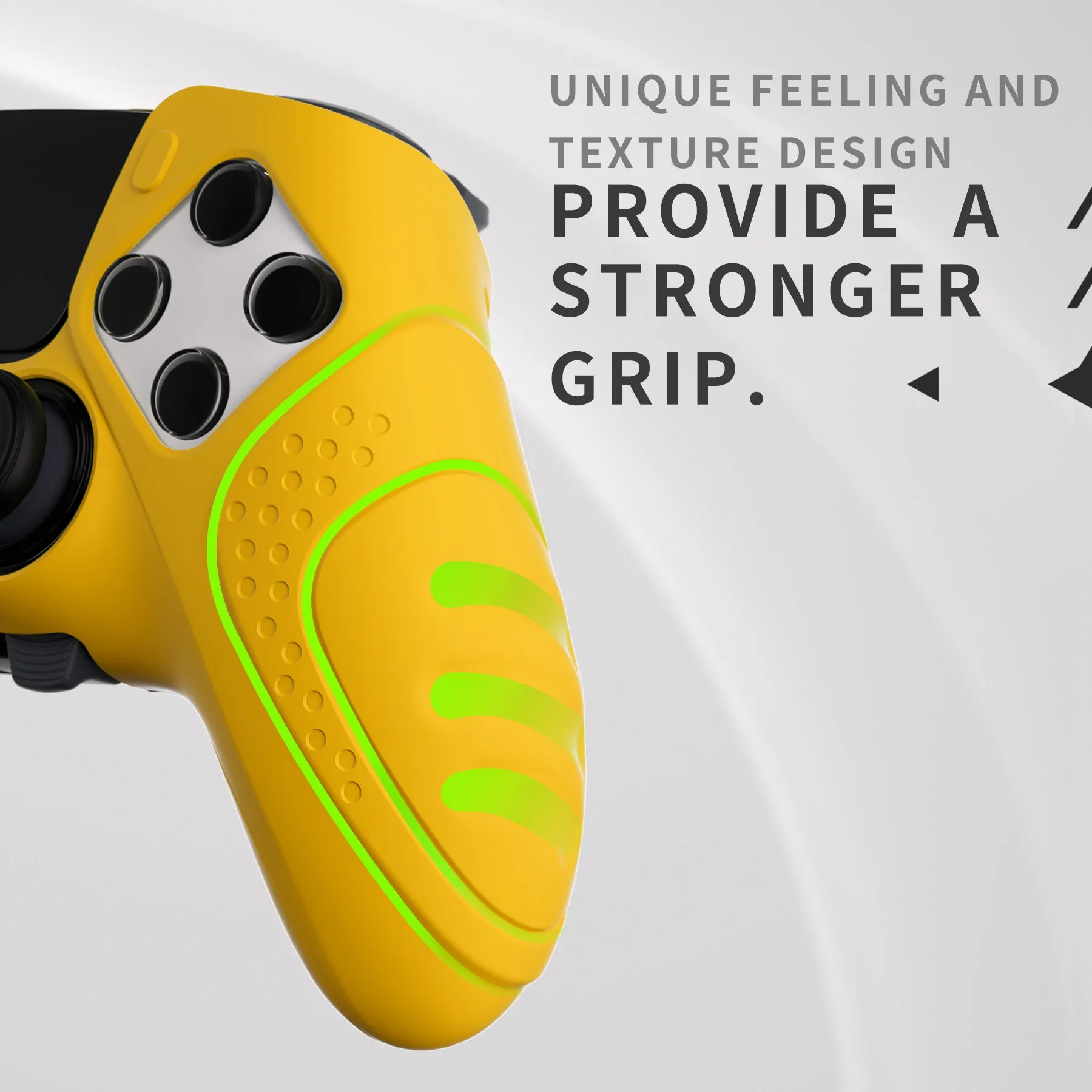 PlayVital Guardian Edition Anti-Slip Ergonomic Silicone Cover Case for ps5 Edge Controller, Soft Rubber Protector Skin for ps5 Edge Wireless Controller with Thumb Grip Caps - Caution Yellow - EHPFP012