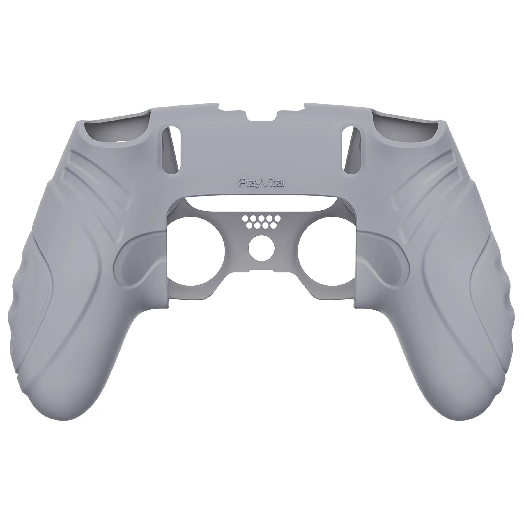 PlayVital Guardian Edition Anti-Slip Ergonomic Silicone Cover Case for ps5 Edge Controller, Soft Rubber Protector Skin for ps5 Edge Wireless Controller with Thumb Grip Caps - Metallic Gray - EHPFP011