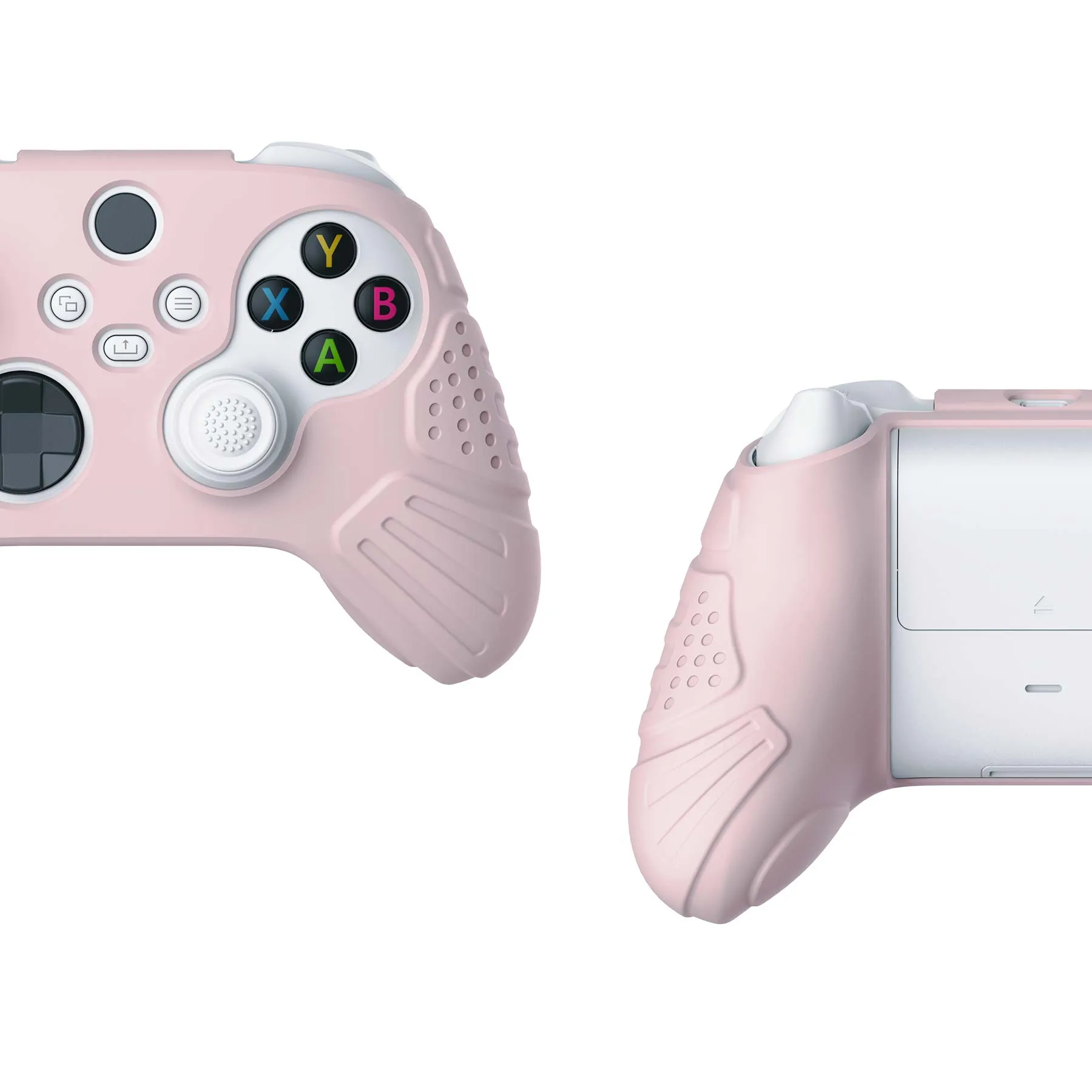 PlayVital Guardian Edition Pink Ergonomic Soft Anti-slip Controller Silicone Case Cover, Rubber Protector Skins with White Joystick Caps for Xbox Series S and Xbox Series X Controller - HCX3005