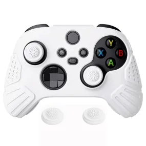 PlayVital Guardian Edition White Ergonomic Soft Anti-slip Controller Silicone Case Cover, Rubber Protector Skins with White Joystick Caps for Xbox Series S and Xbox Series X Controller - HCX3002