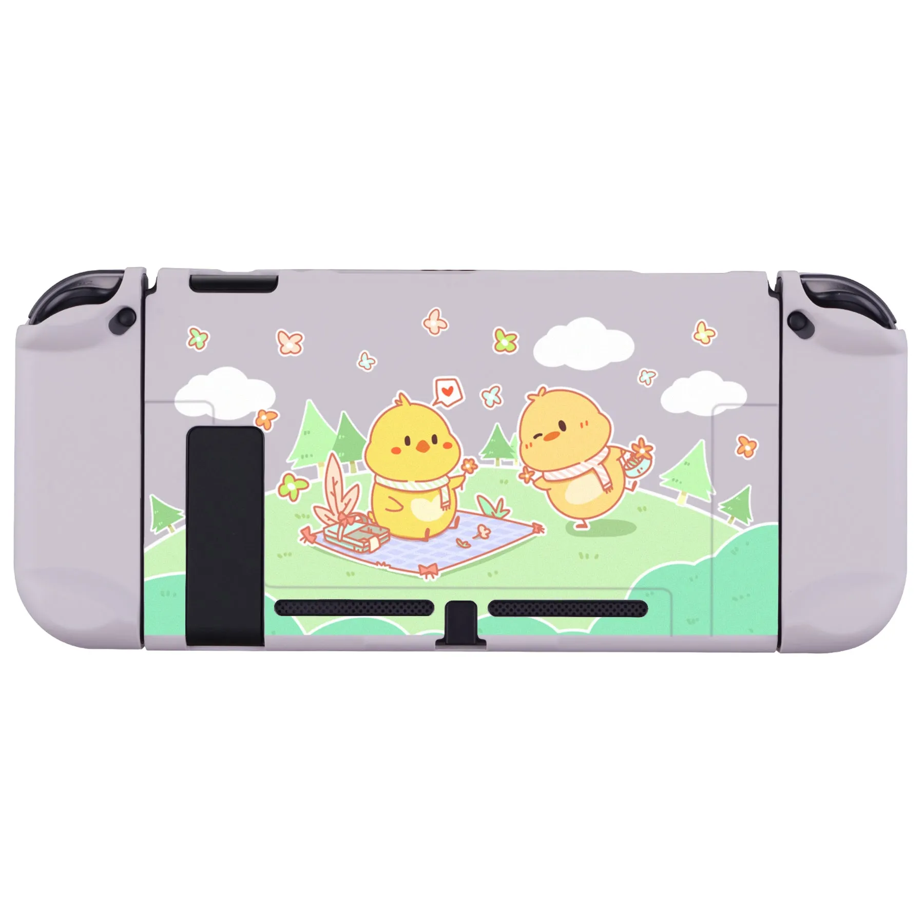 PlayVital Picnic Fair Back Cover for NS Switch Console, NS Joycon Handheld Controller Separable Protector Hard Shell, Dockable Protective Case with Colorful ABXY Direction Button Caps - NTT119