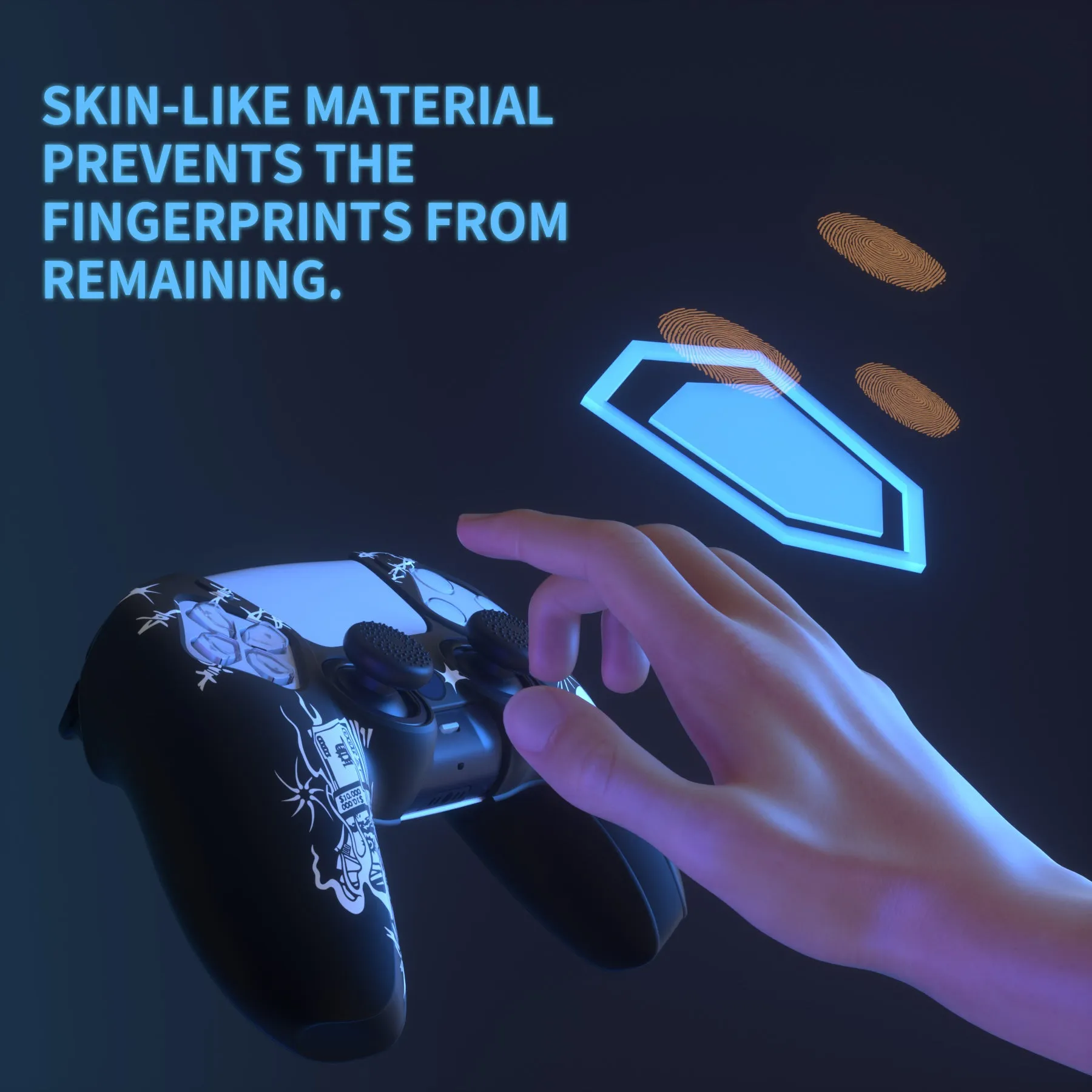 PlayVital Pure Series Sin Source Dockable Model Anti-Slip Silicone Cover Skin with 6 Thumb Grip Caps for ps5 Controller Fits with Charging Station - EKPFL005