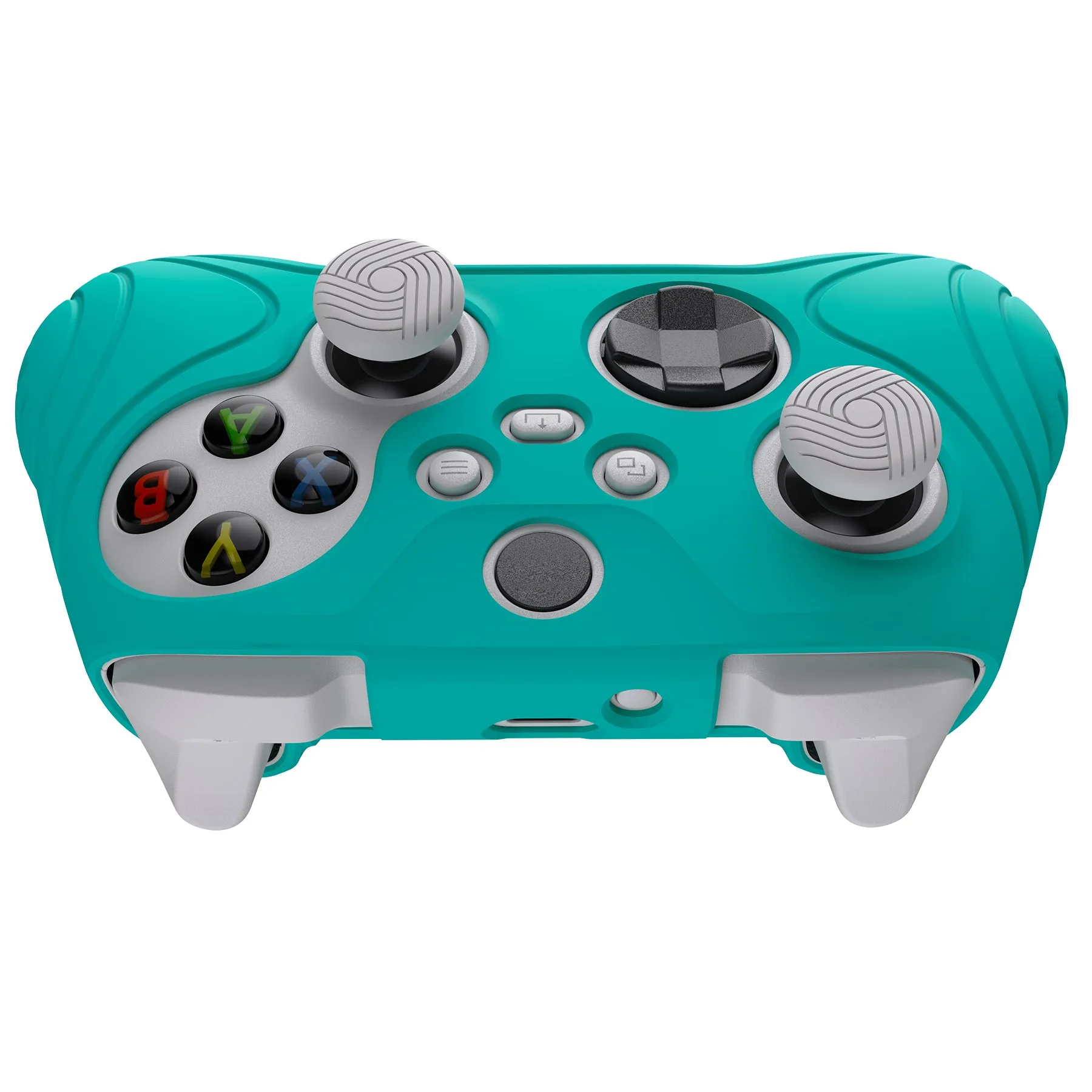 PlayVital Samurai Edition Aqua Green Anti-slip Controller Grip Silicone Skin, Ergonomic Soft Rubber Protective Case Cover for Xbox Series S/X Controller with Black Thumb Stick Caps - WAX3010