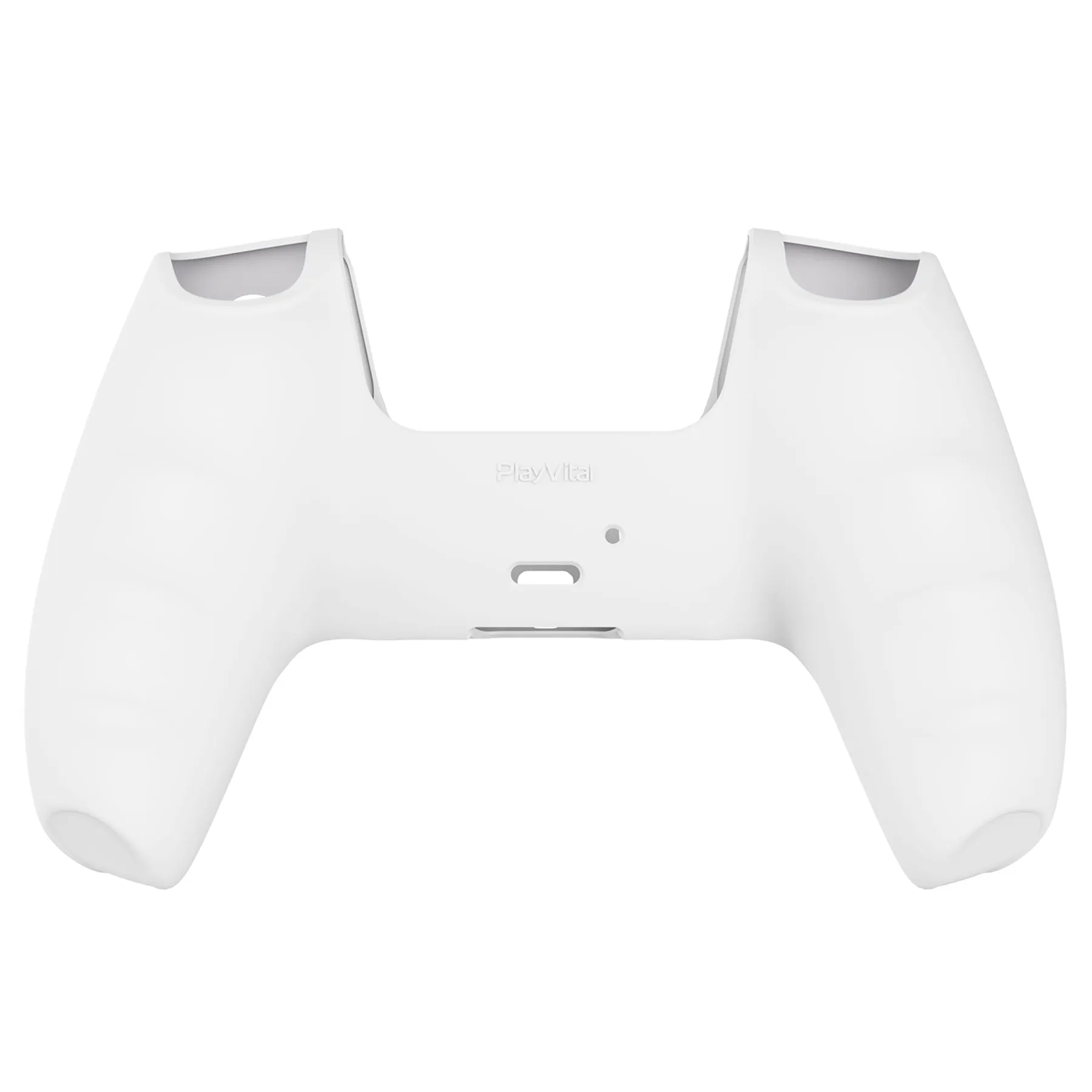 PlayVital White Pure Series Anti-Slip Silicone Cover Skin for Playstation 5 Controller, Soft Rubber Case for PS5 Controller with White Thumb Grip Caps - KOPF002