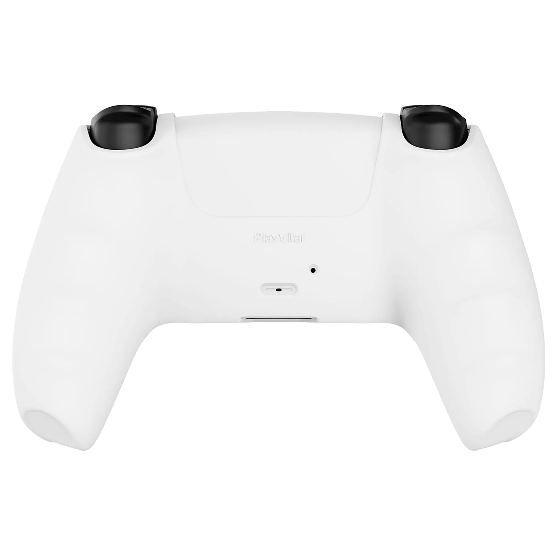 PlayVital White Pure Series Anti-Slip Silicone Cover Skin for Playstation 5 Controller, Soft Rubber Case for PS5 Controller with White Thumb Grip Caps - KOPF002