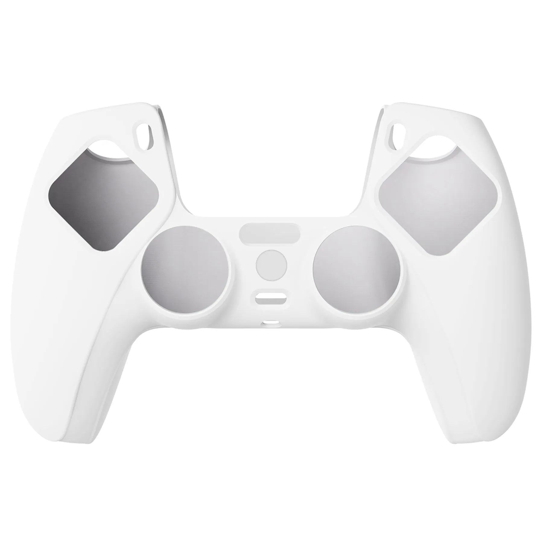 PlayVital White Pure Series Anti-Slip Silicone Cover Skin for Playstation 5 Controller, Soft Rubber Case for PS5 Controller with White Thumb Grip Caps - KOPF002