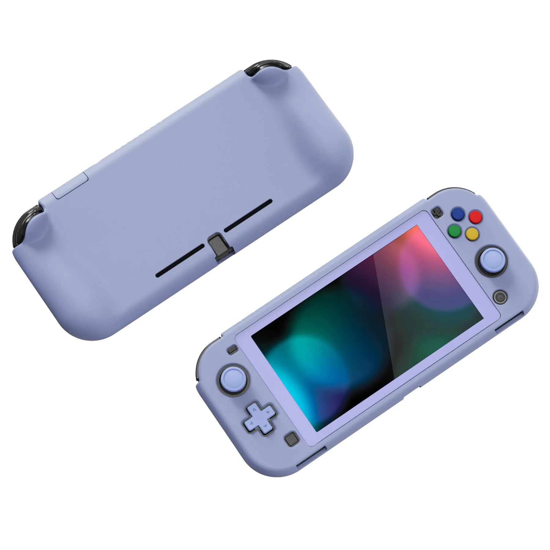 PlayVital ZealProtect Protective Case for Nintendo Switch Lite, Hard Shell Ergonomic Grip Cover for Nintendo Switch Lite with Screen Protector & Thumb Grip Caps & Button Caps - Light Violet - PSLYP3004