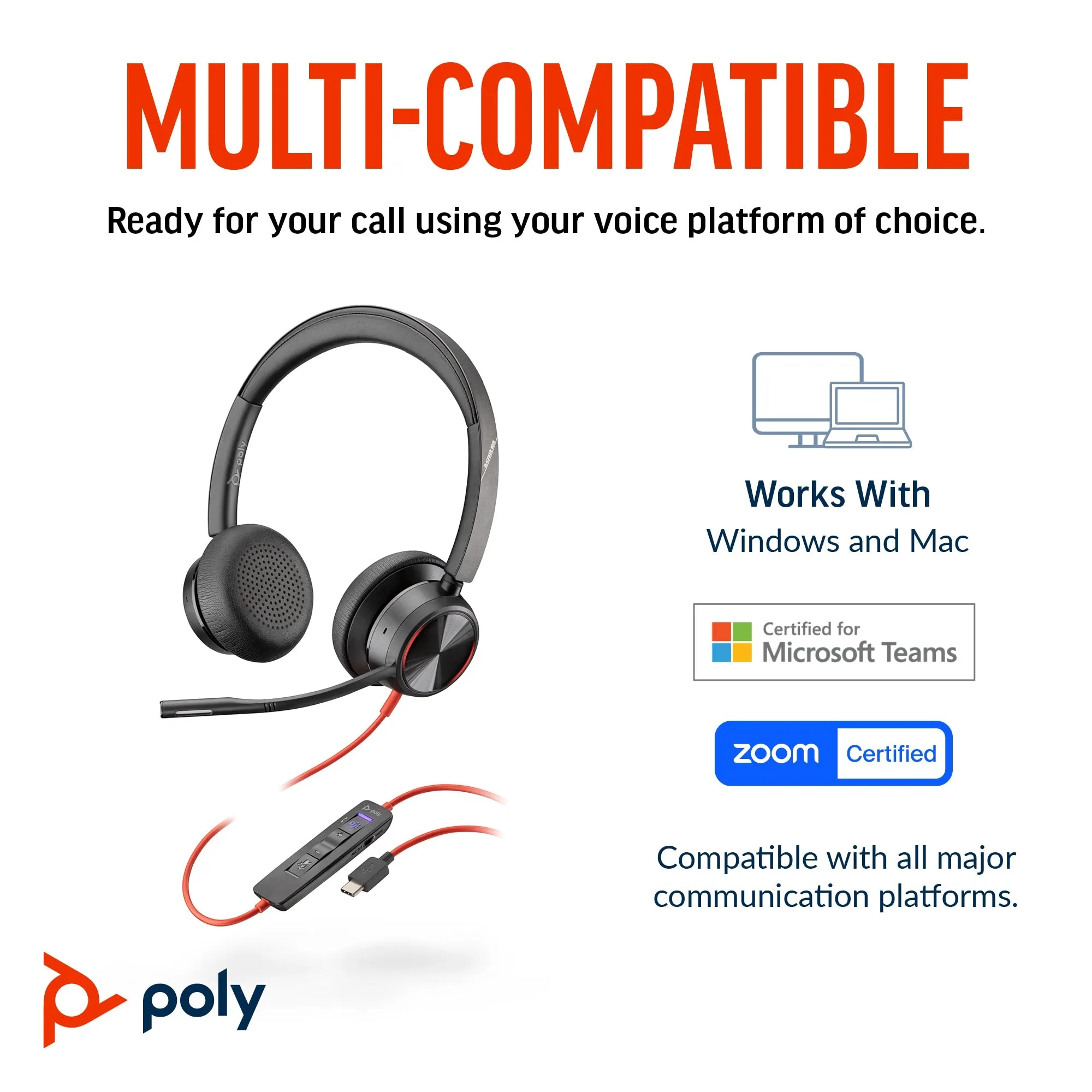 Poly Bw 8225 Stereo -M Usb-C Hs  Usb-C/A