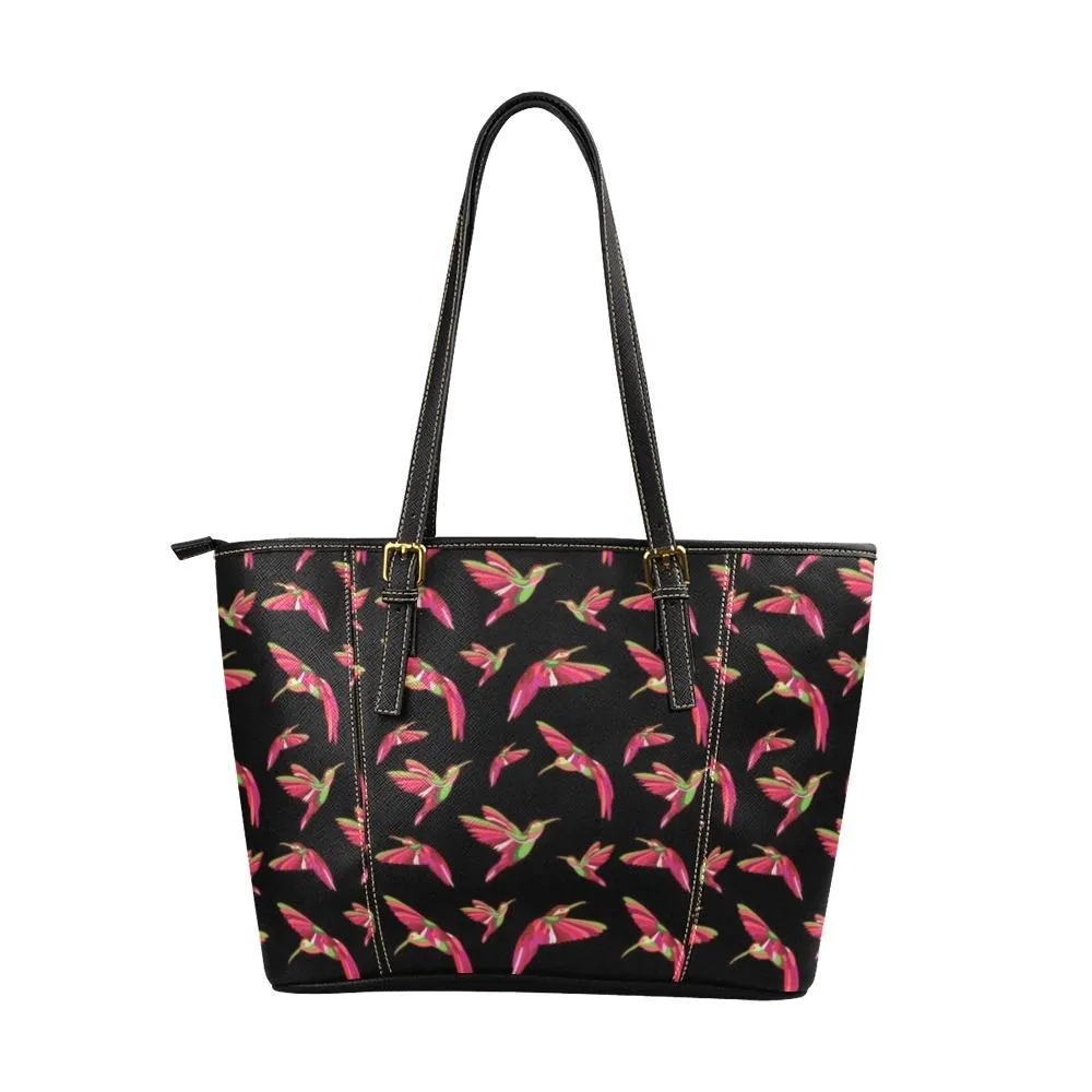 Red Swift Colourful Black Leather Tote Bag/Large