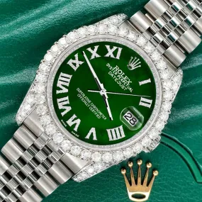 Rolex Datejust 116200 36mm 4.2CT Diamond Bezel/Lugs/Emerald Green MOP Dial Watch TFJ-142508682