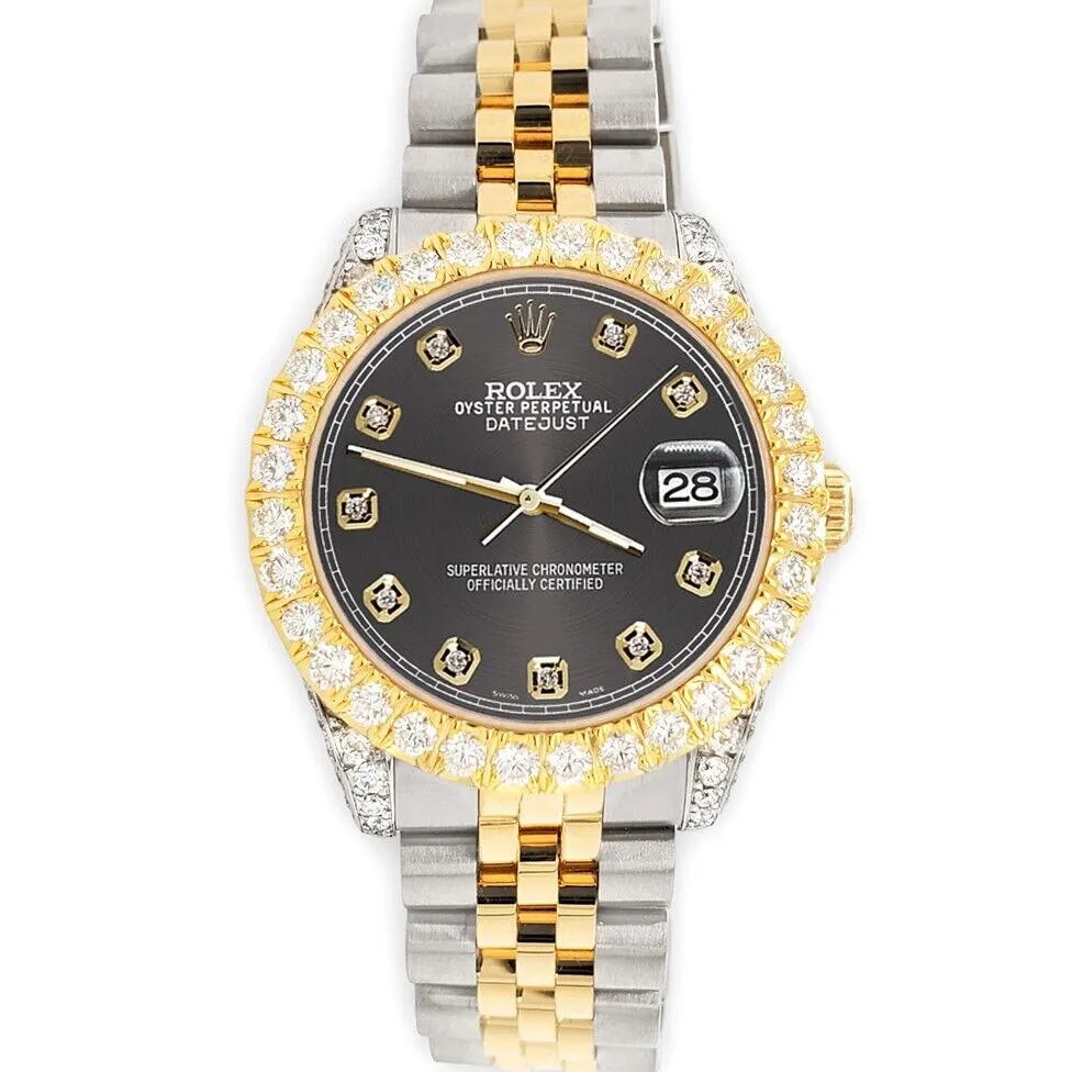 Rolex Datejust 31mm 2-Tone Watch 4.4ct Diamond Rhodium Gray Dial/Bezel/Case/Lugs TFJ-142508082