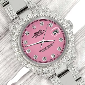 Rolex Datejust 31mm Pave 7.2ct Iced Diamond Hot Pink Track Watch  TFJ-142508458