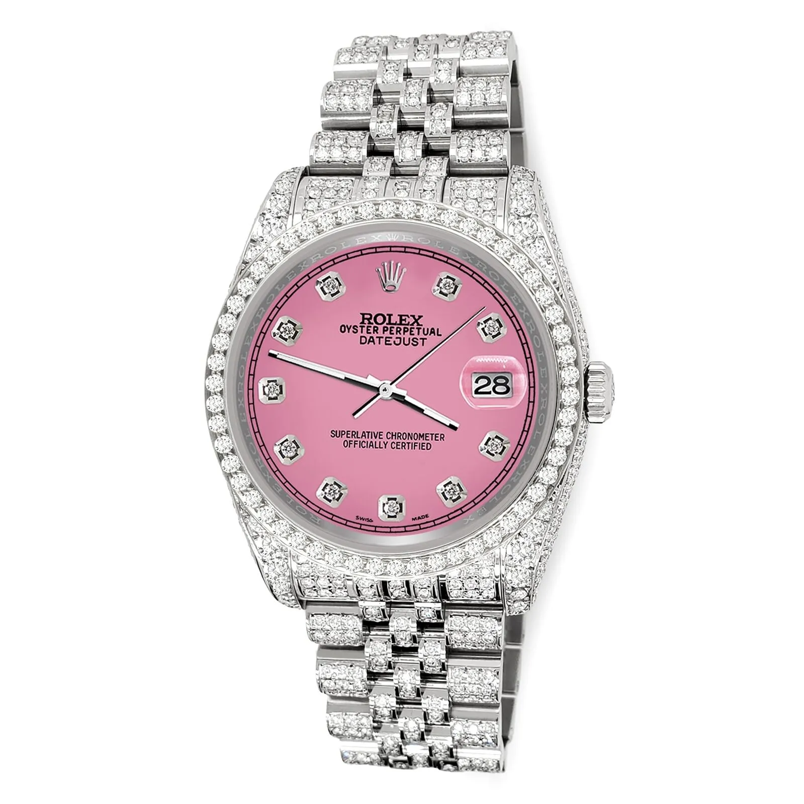 Rolex Datejust 36mm 10.2ct Diamond Hot Pink Track Jubilee Watch  TFJ-142508373