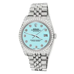 Rolex Datejust 36mm 10.2ct Iced Diamond Ice Blue Jubilee Watch TFJ-142508347