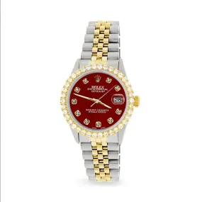 Rolex Datejust 36mm 2-Tone Watch 3.05ct Diamond Bezel/Imperial Red Diamond Dial TFJ-142508536