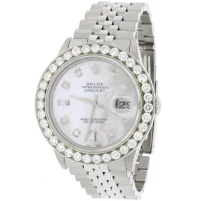 Rolex Datejust 36mm SS Jubilee Watch w/White MOP Diamond Dial/3.65Ct Bezel TFJ-142508056