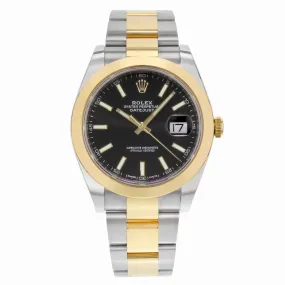 Rolex Datejust 41 Gold Steel Black Dial Smooth Oyster Automatic Watch   TFJ-142508563