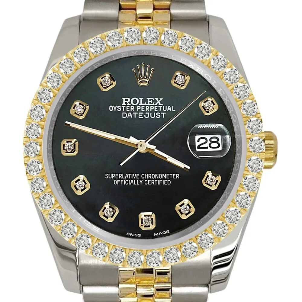 Rolex Datejust  Diamond Bezel/Black MOP Dial Jubilee Watch TFJ-142507894