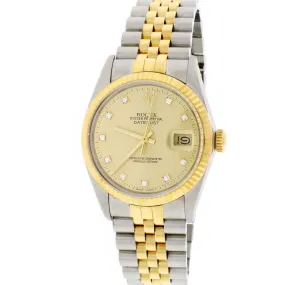 Rolex Datejust Factory Champagne Diamond Dial 2-Tone  TFJ-142508055