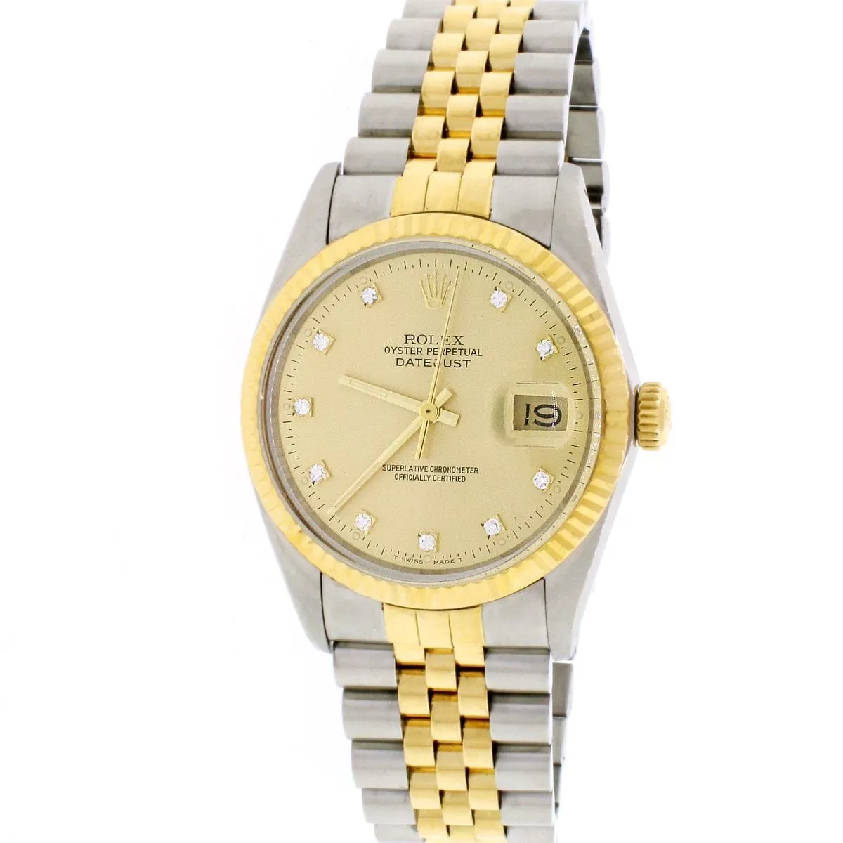 Rolex Datejust Factory Champagne Diamond Dial 2-Tone  TFJ-142508055