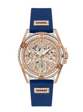 Rose Gold Blue Queen Silicone Watch