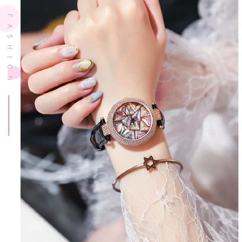 Rotatable Colorful Dial Rhinestone Women's Watch