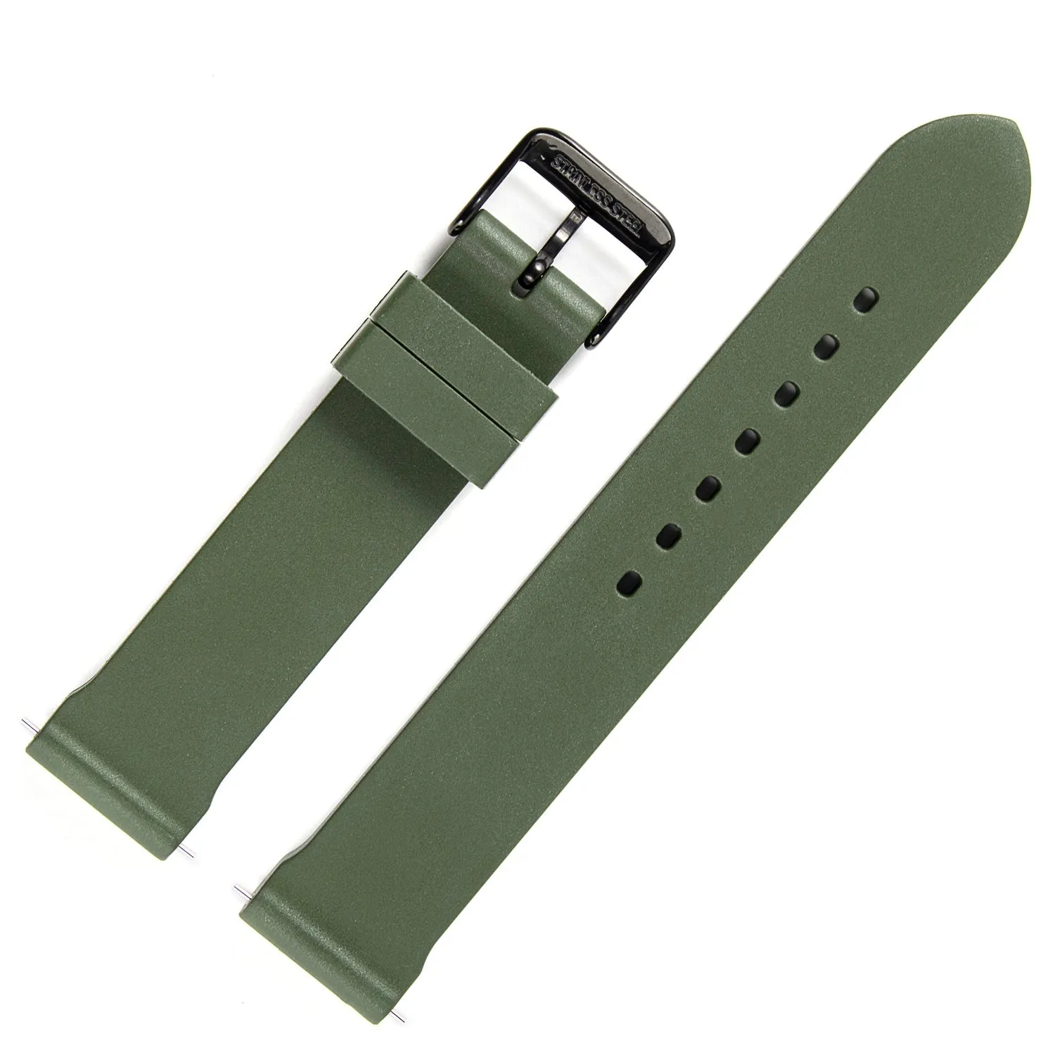 Rubber Dive Strap with Anthracite Hardware, Green, 20mm