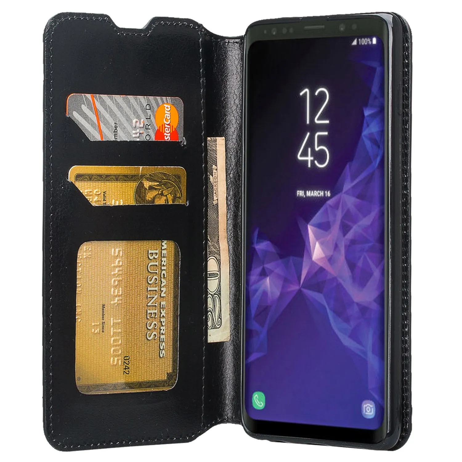 Samsung Galaxy S10 Case, Galaxy S10 Wallet Case, Pu Leather Wallet Case [Kickstand] with ID & Credit Card Slots for Galaxy S10 - Black