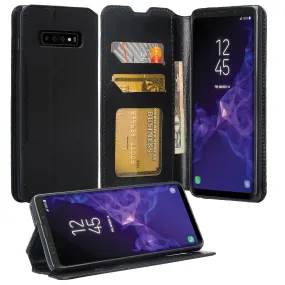 Samsung Galaxy S10 Case, Galaxy S10 Wallet Case, Pu Leather Wallet Case [Kickstand] with ID & Credit Card Slots for Galaxy S10 - Black