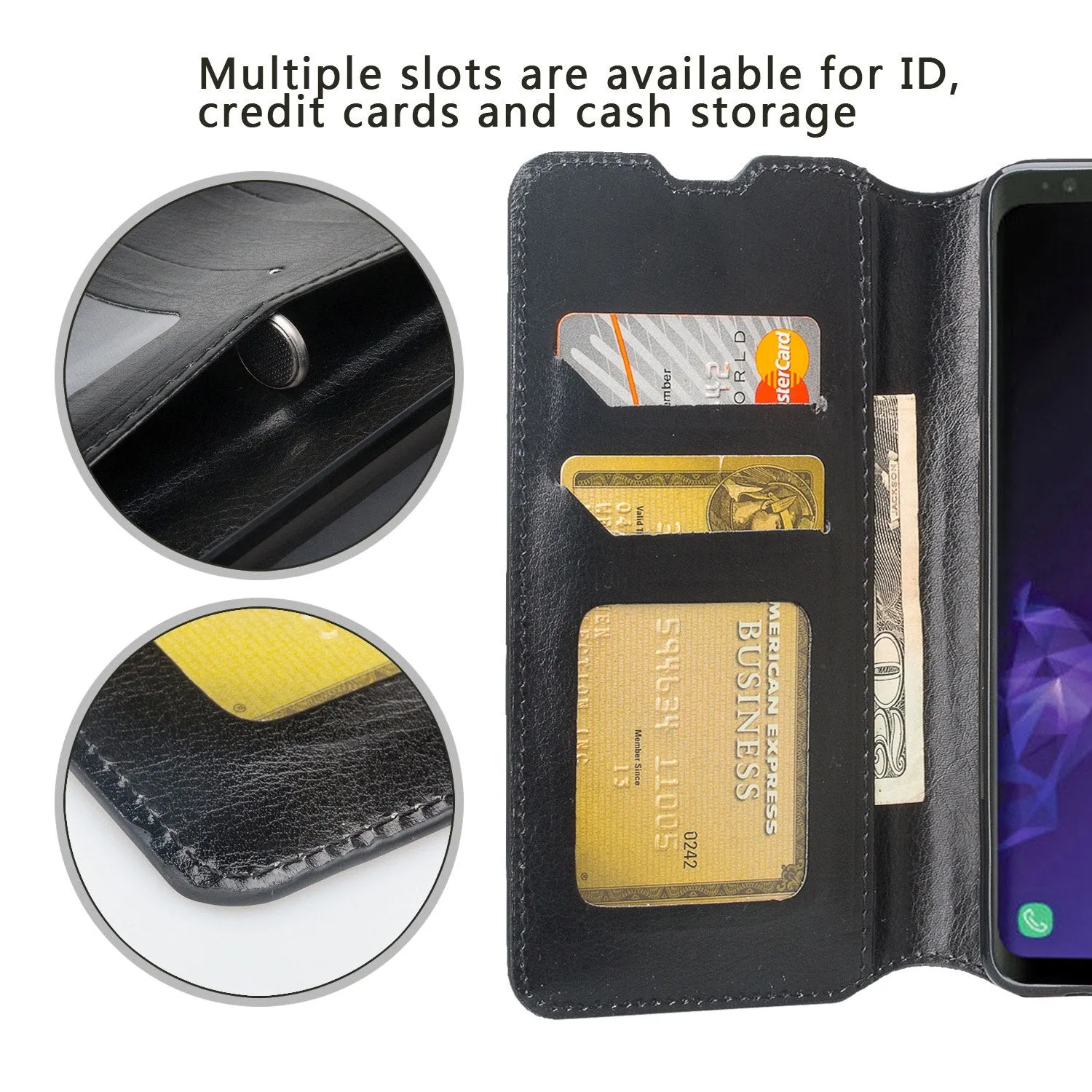 Samsung Galaxy S10 Case, Galaxy S10 Wallet Case, Pu Leather Wallet Case [Kickstand] with ID & Credit Card Slots for Galaxy S10 - Black