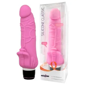 Silicone Classic Vibrator - Pink  7.5"