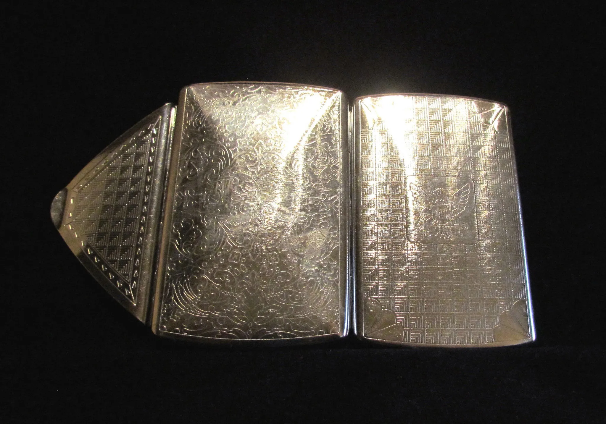 Silver Compact Purse Envelope Mirrored Card Case Fits 100's Cigarettes Business or Credit Cards Excellent Condition