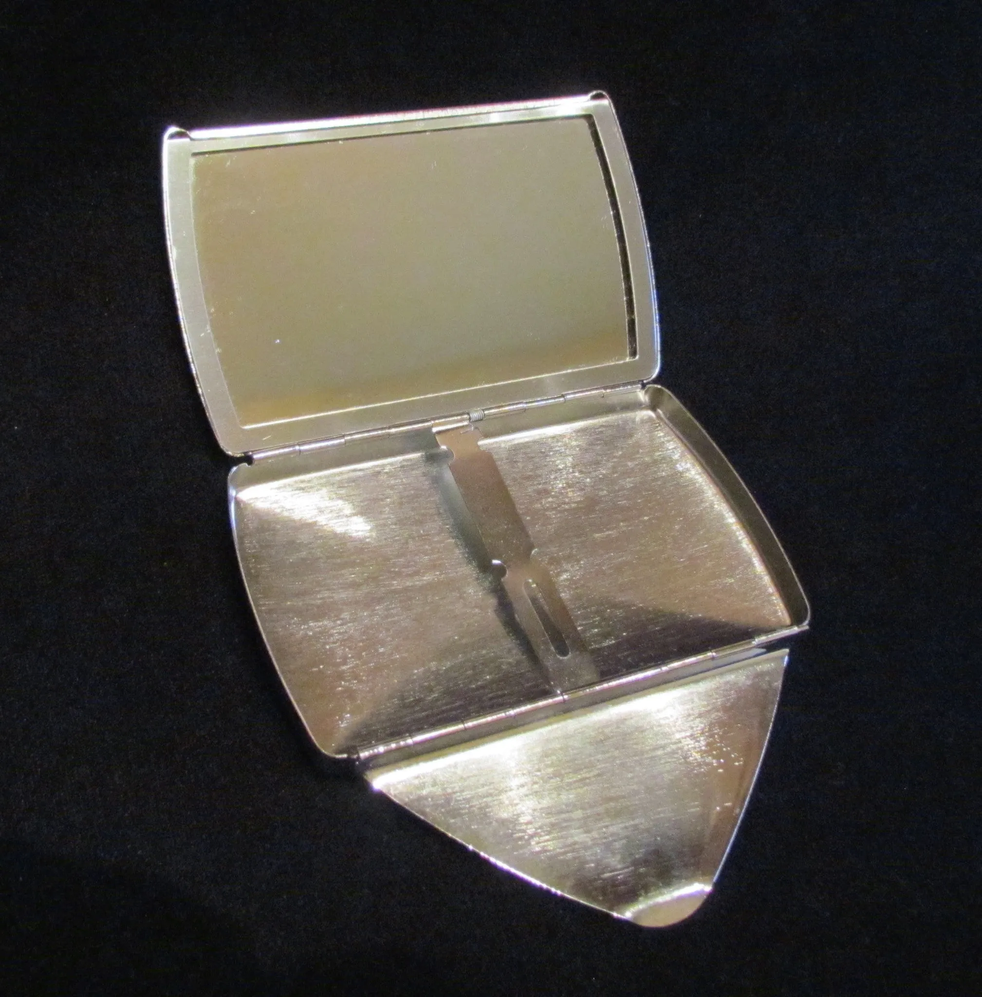 Silver Compact Purse Envelope Mirrored Card Case Fits 100's Cigarettes Business or Credit Cards Excellent Condition